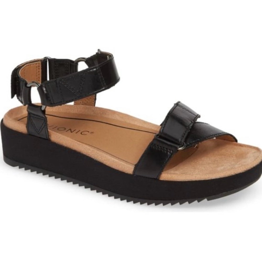 NEW Vionic Women's Kayan Black Sandals 8 strappy summer NWB